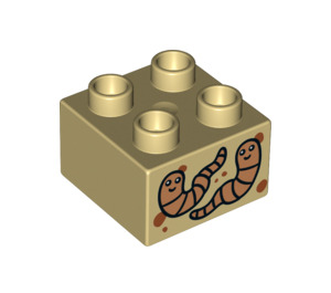 Duplo Tan Brick 2 x 2 with Worms (3437 / 26306)