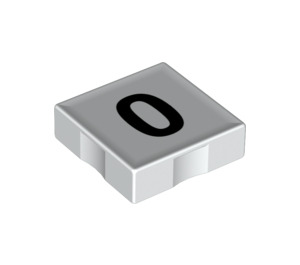 Duplo Plana 2 x 2 con Lado Indents con Number 0 (14450 / 48509)