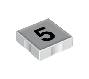 Duplo Fliese 2 x 2 mit Seite Indents mit Number 5 (14445 / 48504)