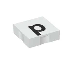 Duplo Bricka 2 x 2 med Sida Indents med "p" (6309 / 48543)