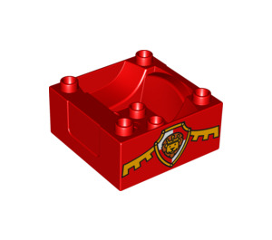 Duplo Train Compartment 4 x 4 x 1.5 with Seat with Lion on red and white shield (17458 / 51547)