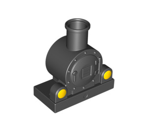 Duplo Train Steam Engine Front with Yellow Lights Pattern (13531 / 13968)