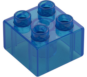 Duplo Transparent Mörkblå Kloss 2 x 2 (3437 / 89461)