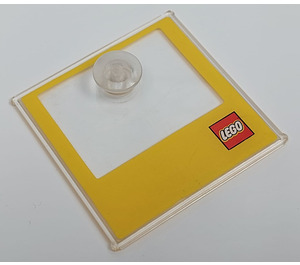 Duplo Transparent Doll Furniture Cupboard Door 4 x 4 with Yellow Border and Lego Logo (15517)
