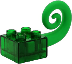 Duplo Vert Transparent Brique 2 x 2 avec Spirale Caoutchouc Queue (40701)