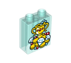 Duplo Transparent Light Blue Brick 1 x 2 x 2 with gems and treasure with Bottom Tube (29382 / 36792)
