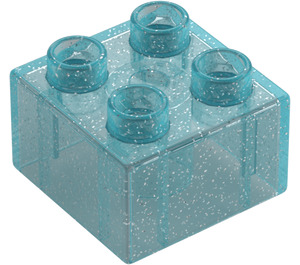 Duplo Transparent Light Blue Glitter Brick 2 x 2 (3437 / 89461)