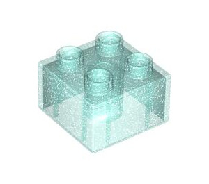 Duplo Transparent Light Blue Glitter Brick 2 x 2 (3437 / 89461)