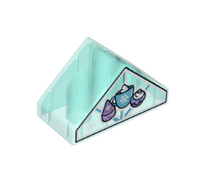 Duplo Transparent Light Blue Slope 2 x 4 (45°) with Cupcakes and Сup (29303 / 67302)