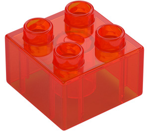 Duplo Transparent Neon Reddish Orange Brick 2 x 2 (3437 / 89461)