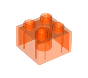 Duplo Transparant Neon Roodachtig Oranje Steen 2 x 2 (3437 / 89461)