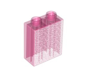 Duplo Transparent Pink Glitter Brick 1 x 2 x 2 (4066 / 76371)
