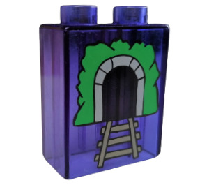 Duplo Transparent Purple Brick 1 x 2 x 2 with Tunnel without Bottom Tube (4066)