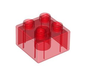Duplo Transparant Rood Steen 2 x 2 (3437 / 89461)