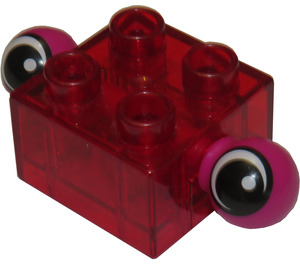 Duplo Transparent Red Brick 2 x 2 with turning eye extensions (40953 / 40954)