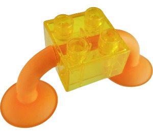 Duplo Transparent Yellow Brick 2 x 2 with Suction Cups (40707)