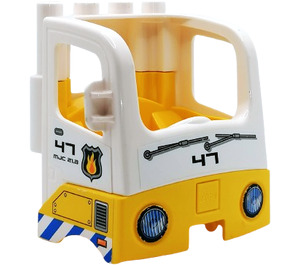 Duplo Truck Cab with Yellow Bottom with '47' on the front Sticker (48124)