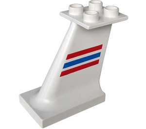 Duplo Vehicle Airplane Tail with Blue and Red Stripes