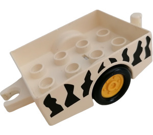 Duplo Vehicle Trailer with hitch ends and yellow rims with Hitch Ends and Safari Stripes (6505)