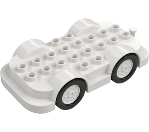 Duplo Wheelbase 4 x 8 med Vit Hjul (24911)