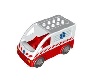 Duplo Valkoinen Ambulance jossa EMT Tähti (ilman Ovi) (58233)