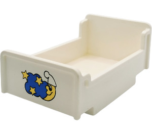 Duplo Blanco Cama 3 x 5 x 1.66 con Moon y Estrellas (4895)