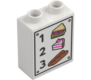 Duplo Valkoinen Palikka 1 x 2 x 2 jossa 1 Sandwich 2 Pie 3 Leipä ilman pohjaputkea (4066 / 19338)