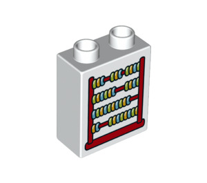 Duplo Wit Steen 1 x 2 x 2 met abacus  met buis aan de onderzijde (15847 / 74809)