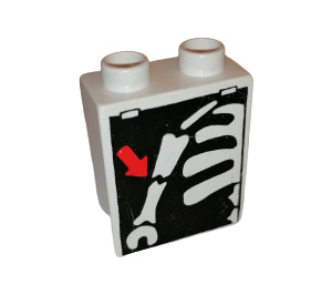 Duplo White Brick 1 x 2 x 2 with Arm X-Ray without Bottom Tube (4066)