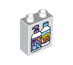 Duplo White Brick 1 x 2 x 2 with bottles with Bottom Tube (15847 / 29415)