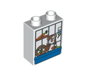 Duplo Weiß Stein 1 x 2 x 2 mit Hamster im Cage ohne Unterrohr (4066 / 85960)