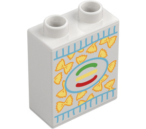 Duplo Wit Steen 1 x 2 x 2 met Pasta Eten packet (4066)