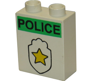 Duplo Wit Steen 1 x 2 x 2 met Politie Kenteken zonder buis aan de onderzijde (4066 / 43054)