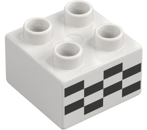 Duplo White Brick 2 x 2 with Checkered Pattern (3437 / 19708)