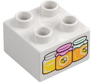 Duplo Blanco Ladrillo 2 x 2 con Honey Jars (3437 / 105407)