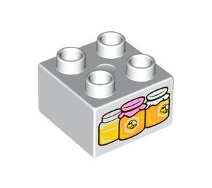 Duplo White Brick 2 x 2 with Honey Jars (3437 / 105407)