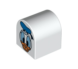 Duplo White Brick 2 x 2 x 2 with Curved Top with Donal Duck (3664 / 13124)