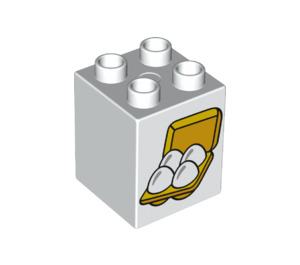 Duplo White Brick 2 x 2 x 2 with Four Eggs in box (24972 / 31110)