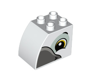 Duplo White Brick 2 x 3 x 2 with Curved Side with Bird Head (11344 / 37255)