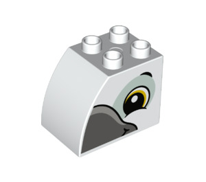 Duplo Weiß Stein 2 x 3 x 2 mit Gebogen Seite mit Vogel Kopf (11344 / 37255)