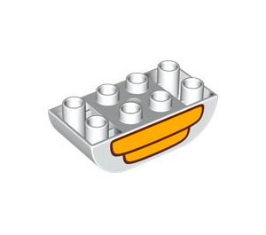 Duplo White Brick 2 x 4 with Curved Bottom with Yellow Bee Hive Half (98224 / 101583)