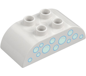 Duplo White Brick 2 x 4 with Curved Sides with Bubbles (77951 / 98223)