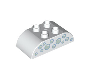 Duplo White Brick 2 x 4 with Curved Sides with Bubbles (77951 / 98223)