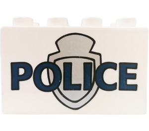 Duplo White Brick 2 x 4 x 2 with "POLICE" (31111 / 48260)