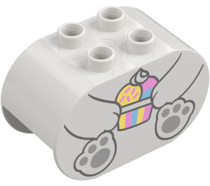 Duplo White Brick 2 x 4 x 2 with Rounded Ends with Bear Body and Ice Cream Cup (6448 / 84812)