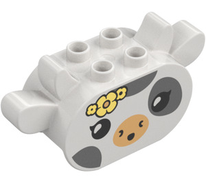 Duplo Vit Kloss 2 x 6 x 2.5 Böjd med Öron och Cow (105357)