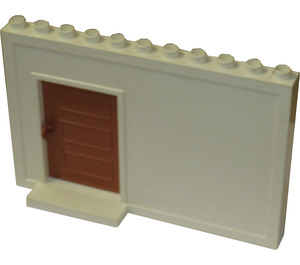 Duplo White Building Wall 3 x 11 x 6 with Brown Sliding Door (4901)