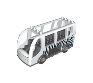 Duplo Biały Bus z Zebra Paski (64642)