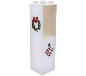 Duplo White Column 2 x 2 x 6 with wreath and cloth hanging on the wall Sticker (6462)