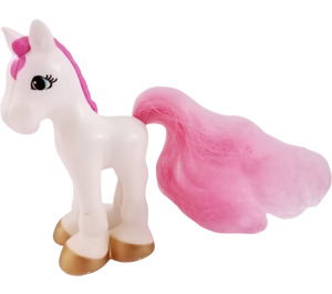 Duplo White Foal with Mane And Hair/pink (57889)